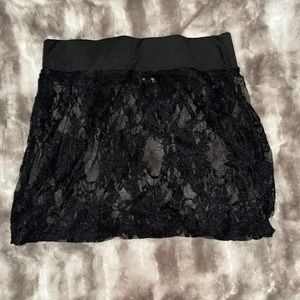 Black lace mini skirt